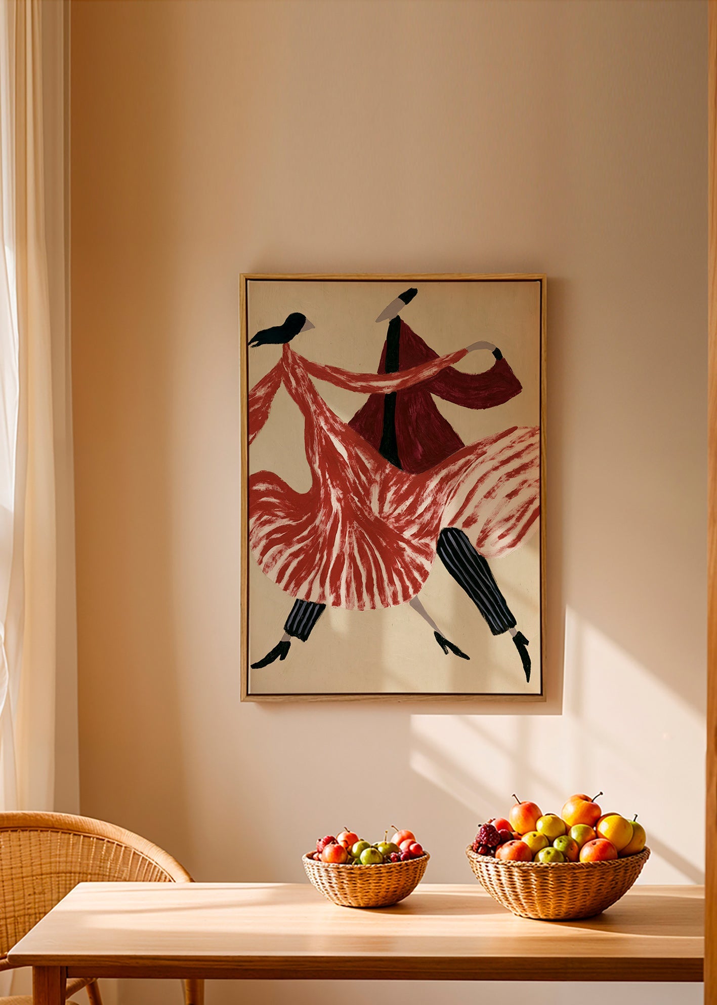 Quadro abstrato de bailarinas em movimento