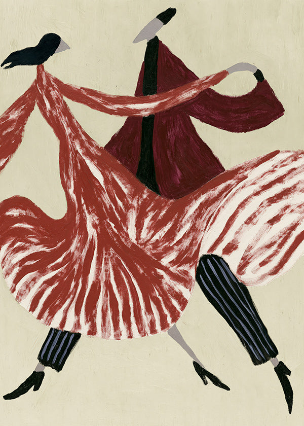 Quadro abstrato de bailarinas em movimento