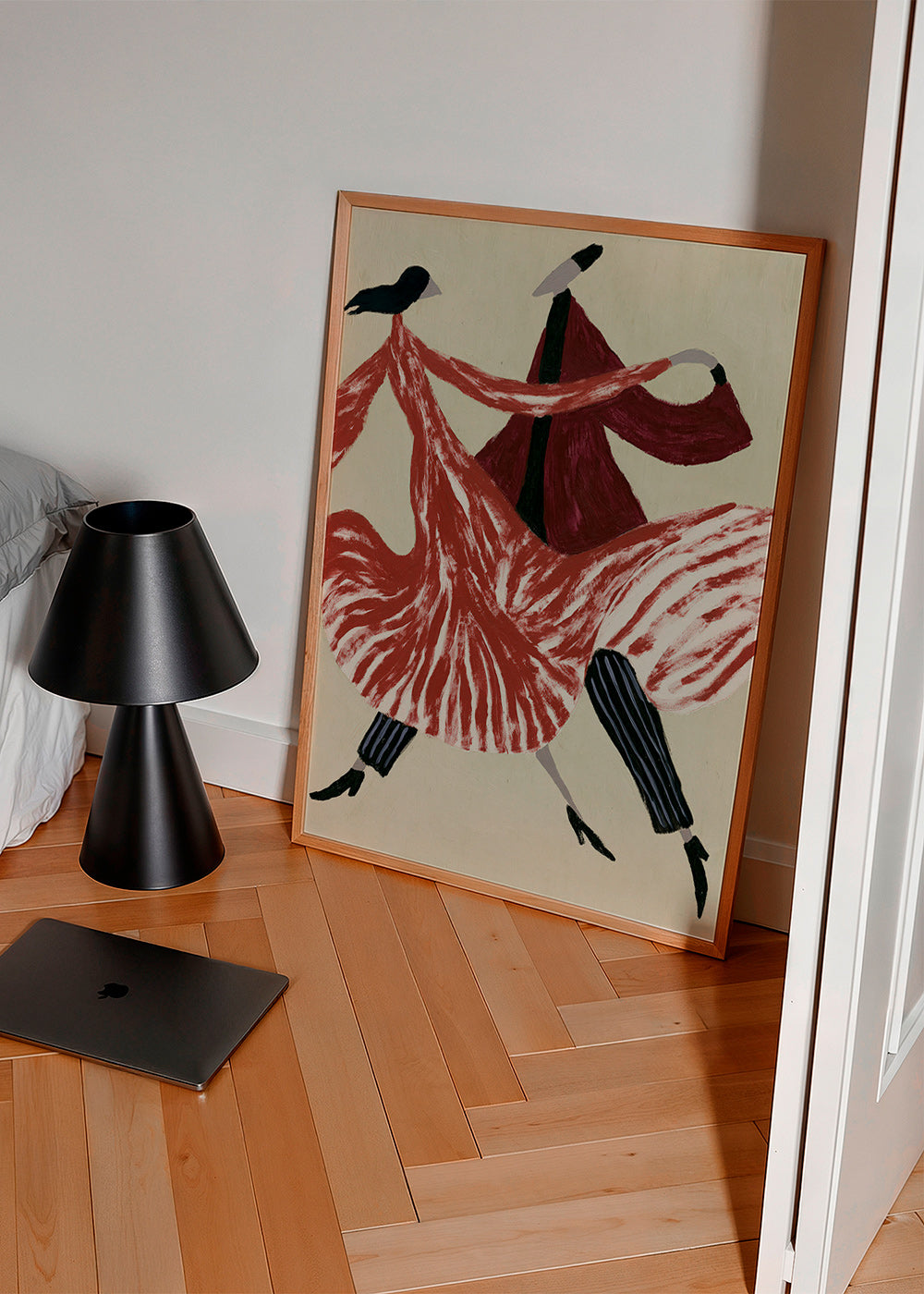 Quadro abstrato de bailarinas em movimento