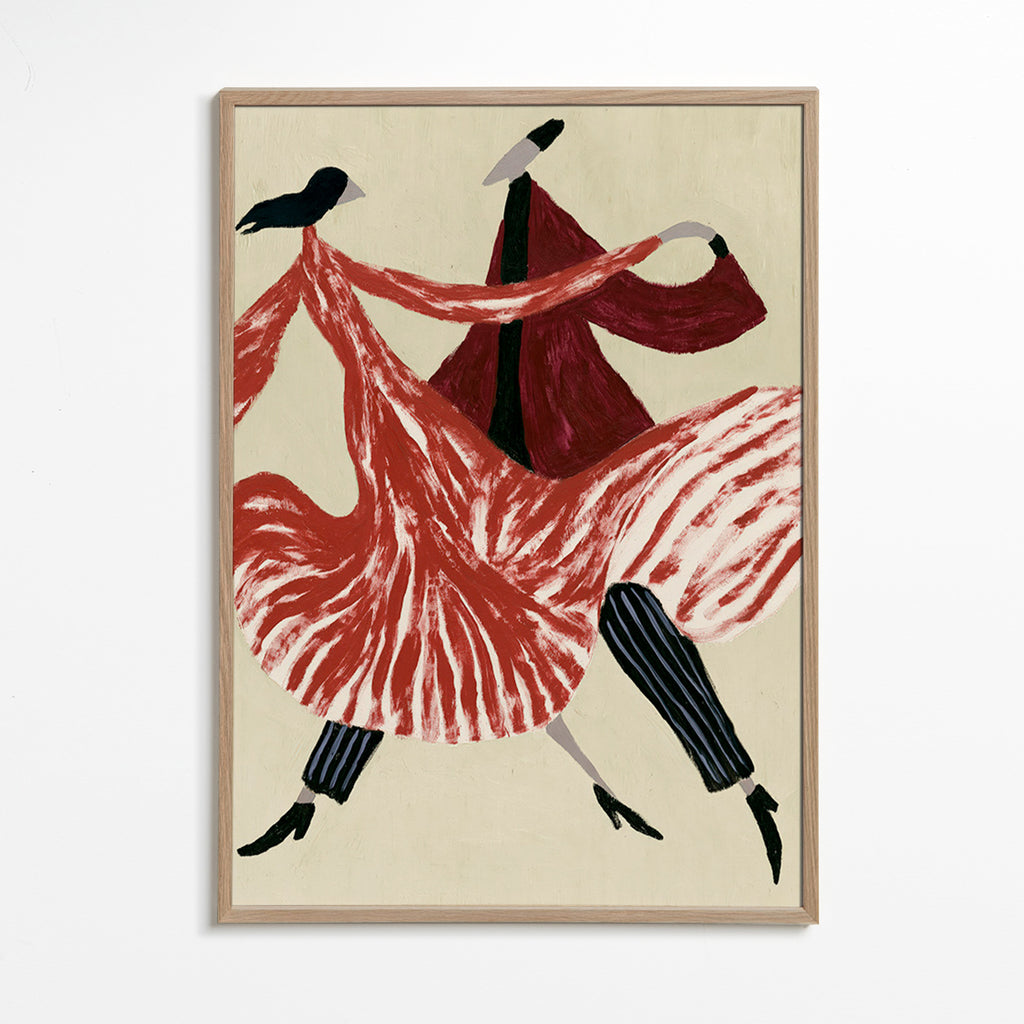 Quadro abstrato de bailarinas em movimento