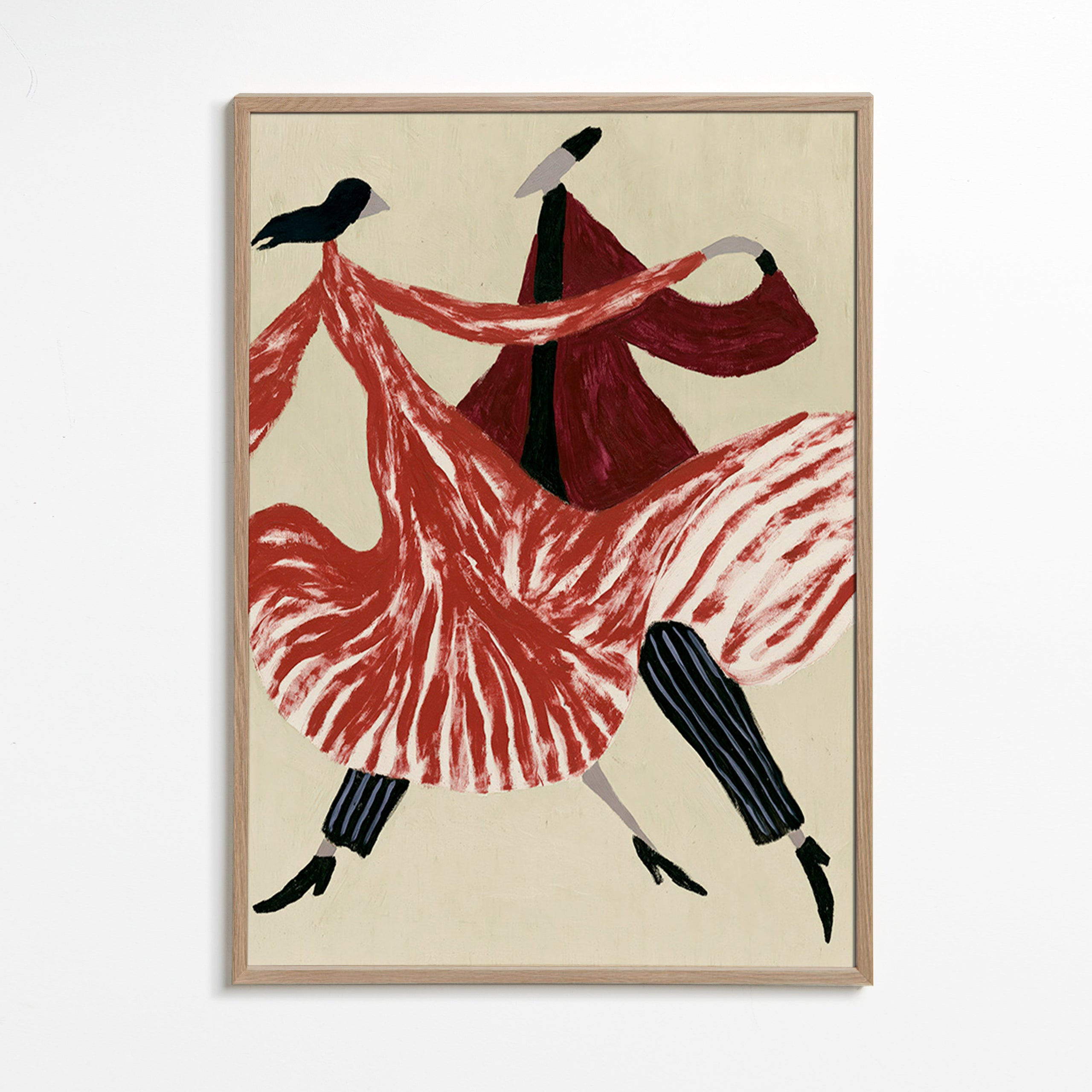 Quadro abstrato de bailarinas em movimento