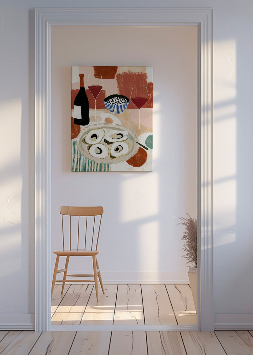 Arte para cozinha: ostras e vinho em bodegón