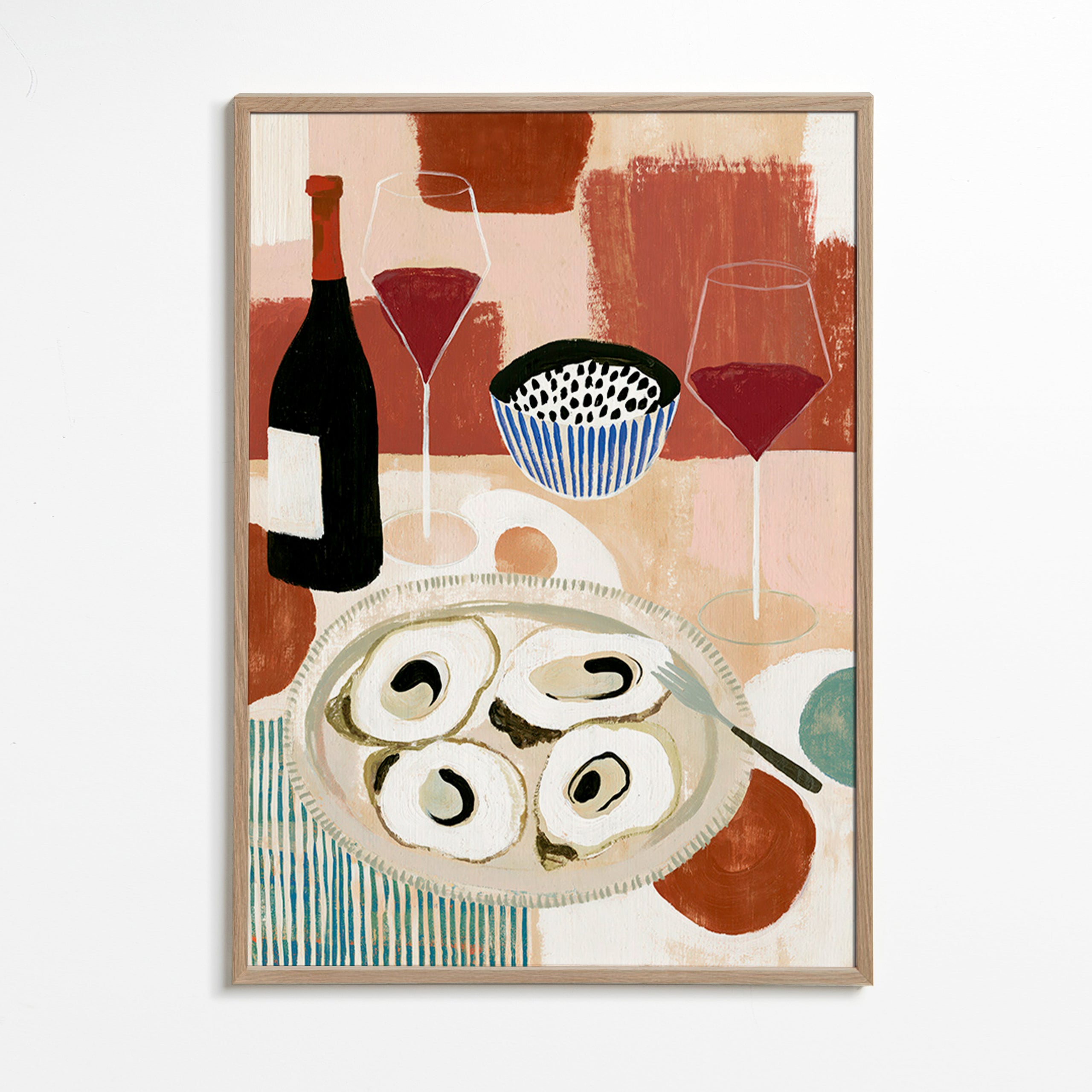 Arte para cozinha: ostras e vinho em bodegón