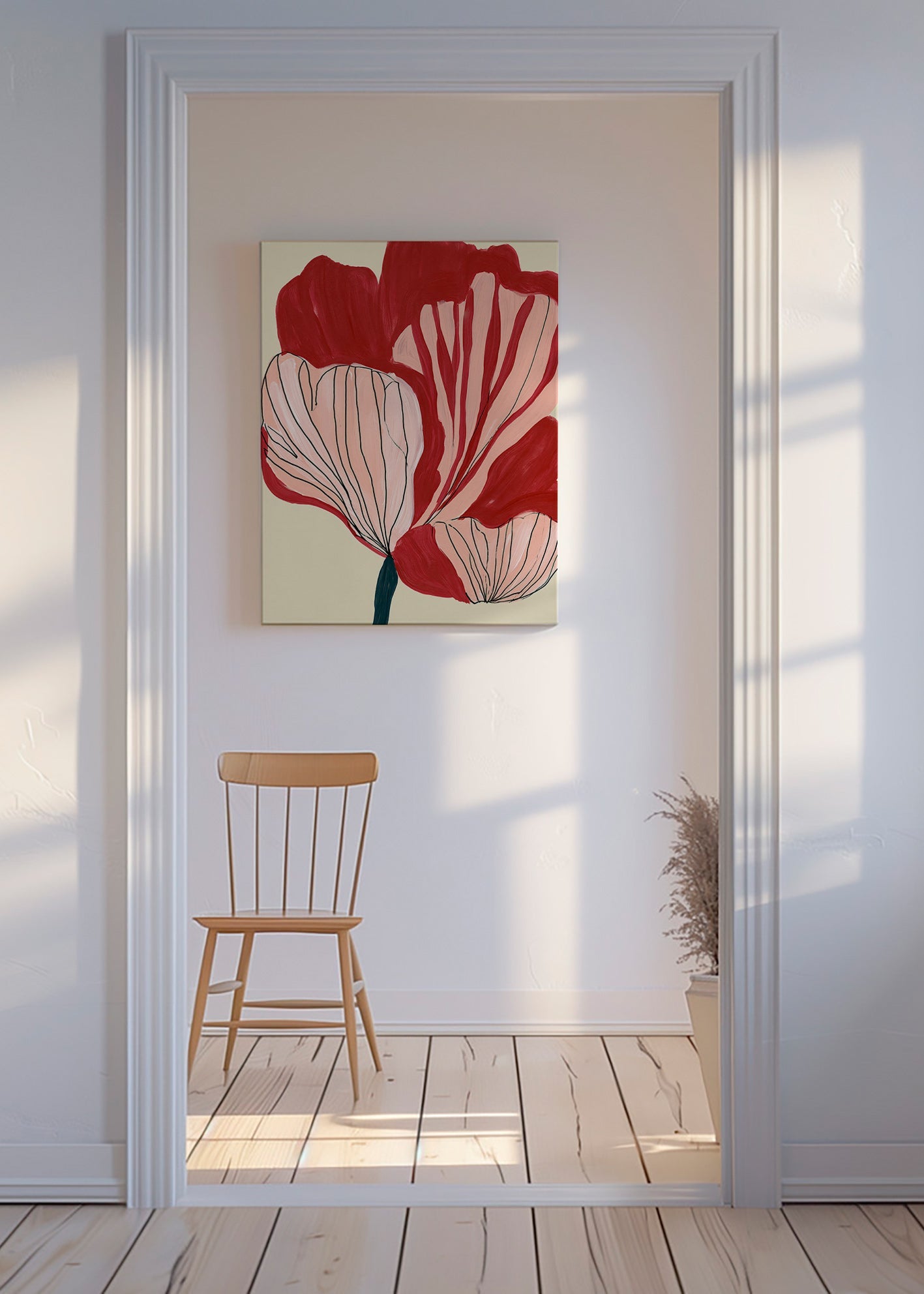 Estampa botânica pétalas escarlate – Canvas