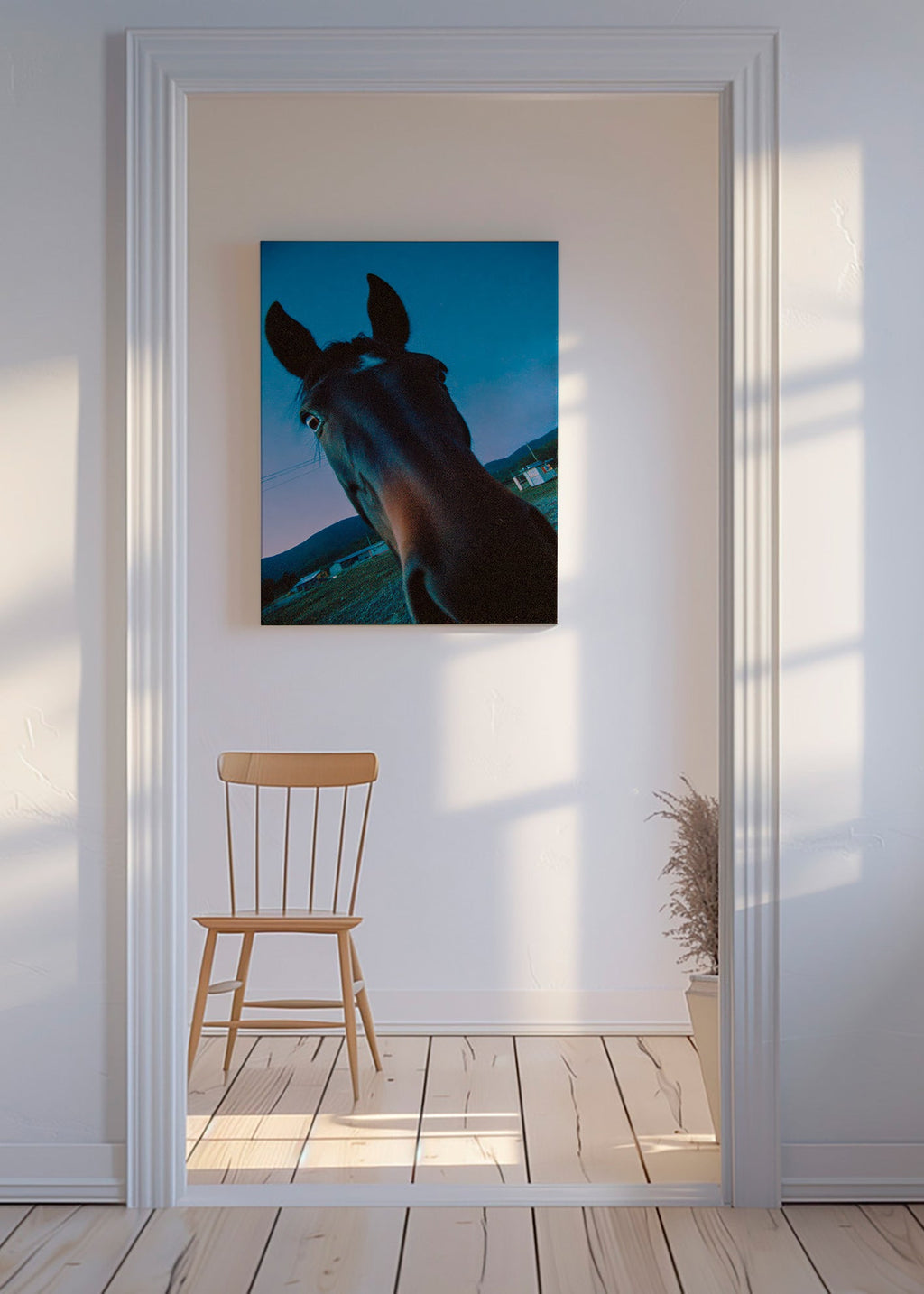 Obra cavalo close-up ao anoitecer