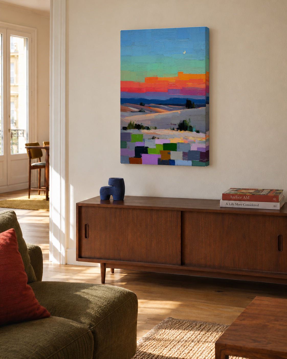 Colorfield Coast - Unframed canvas in an interior