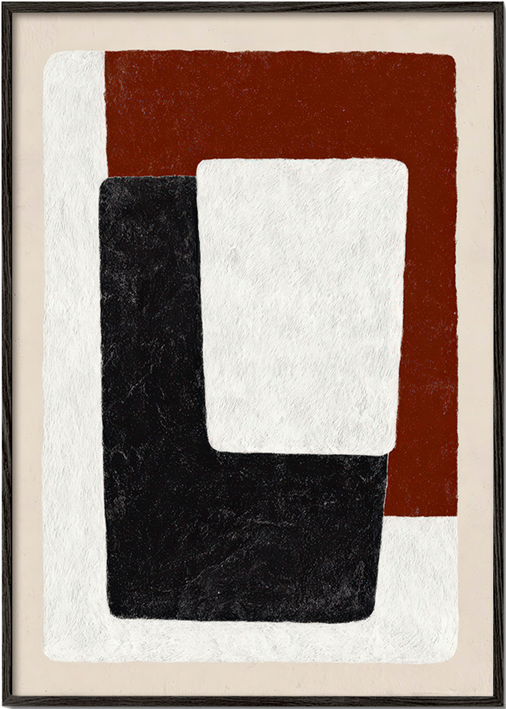 Quadro abstrato blocos terracota e preto