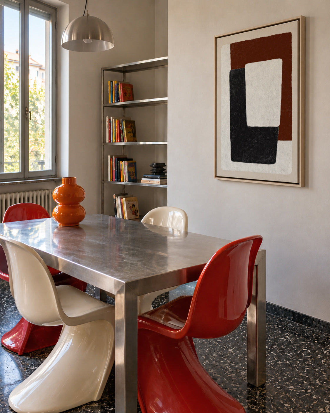 Earth Blocks - Framed canvas in an interior