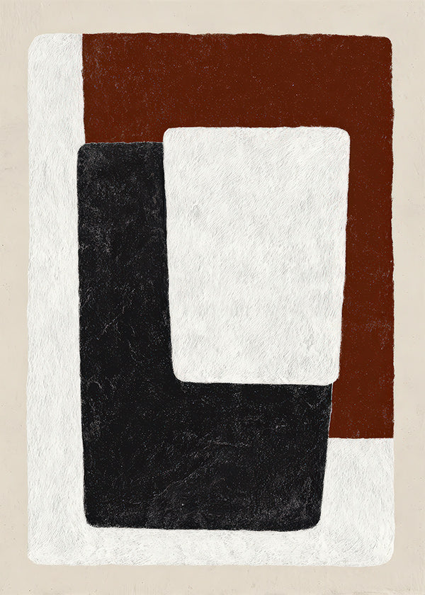 Quadro abstrato blocos terracota e preto