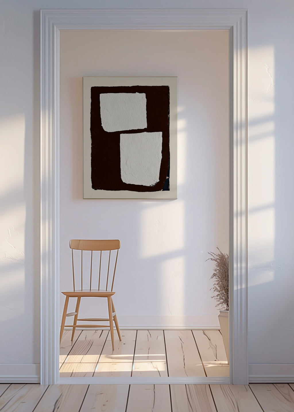Arte abstrato mocha com blocos brancos