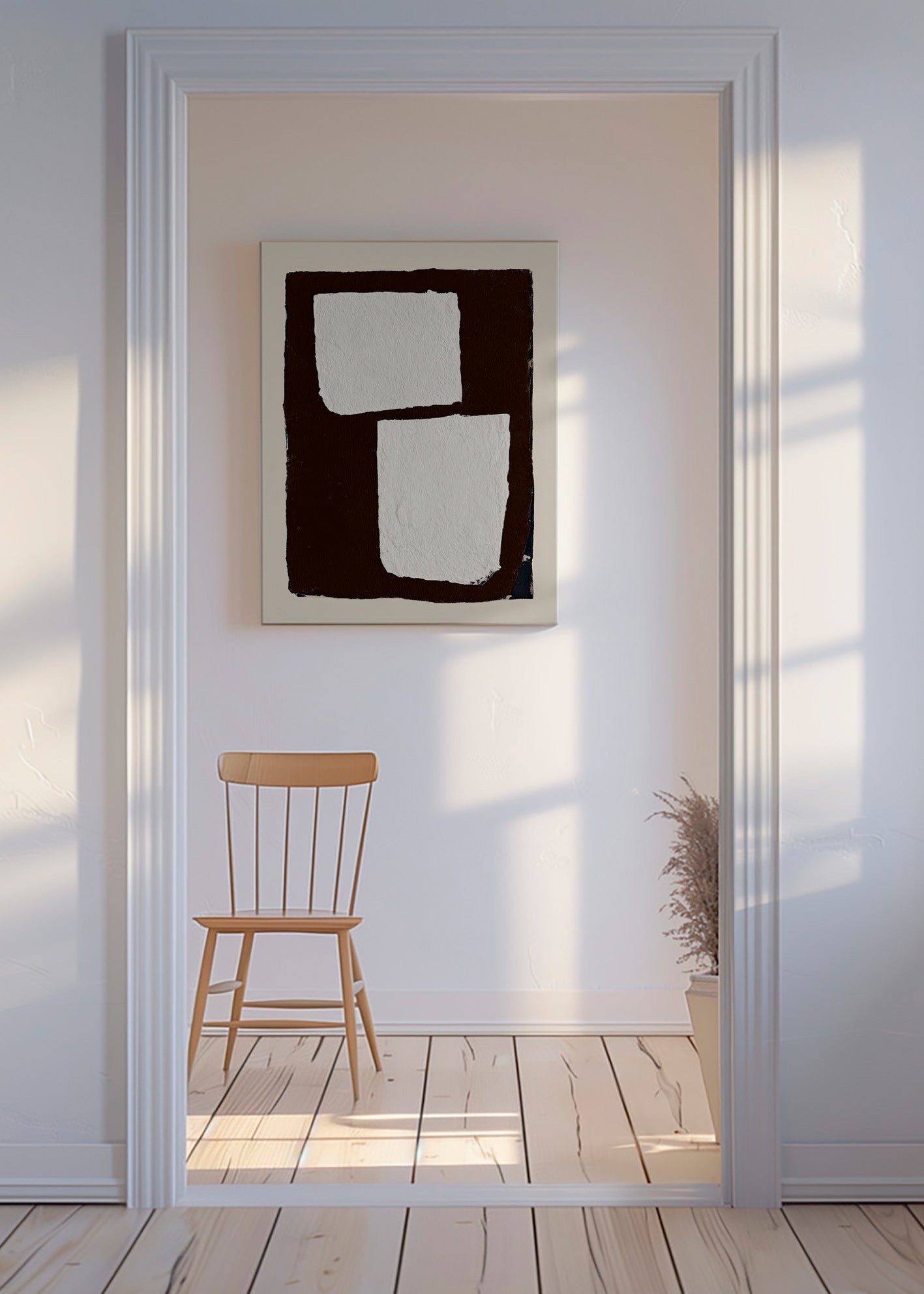 Arte abstrato mocha com blocos brancos