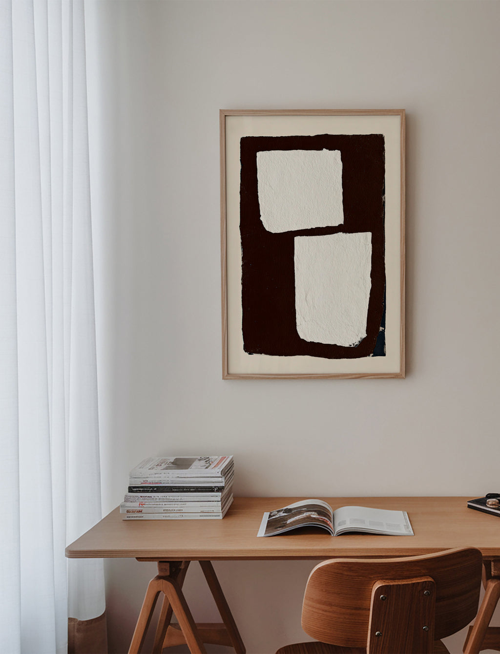 Arte abstrato mocha com blocos brancos