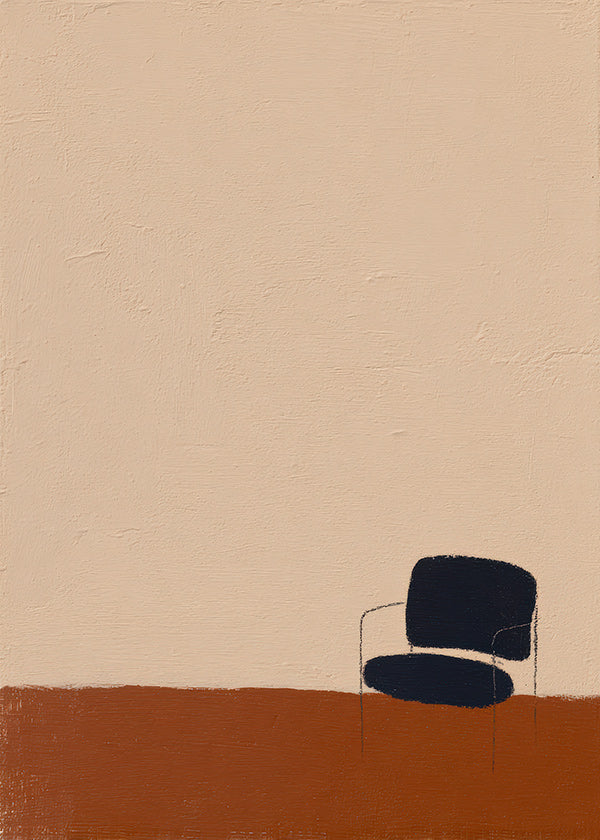 Quadro minimalista com cadeira e chão ocre