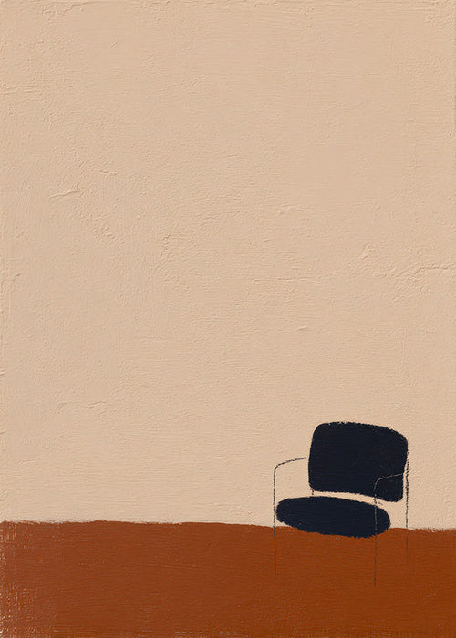 Quadro minimalista com cadeira e chão ocre