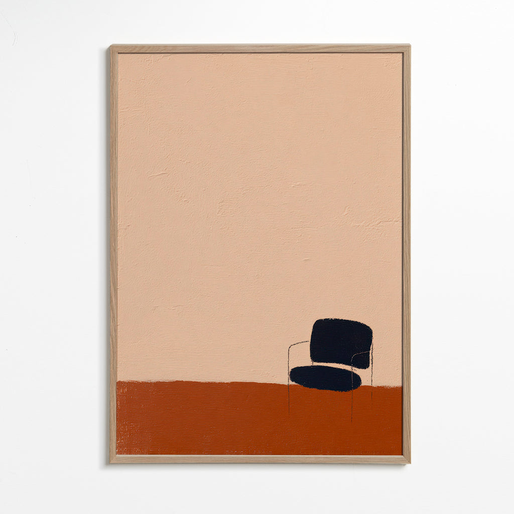 Quadro minimalista com cadeira e chão ocre