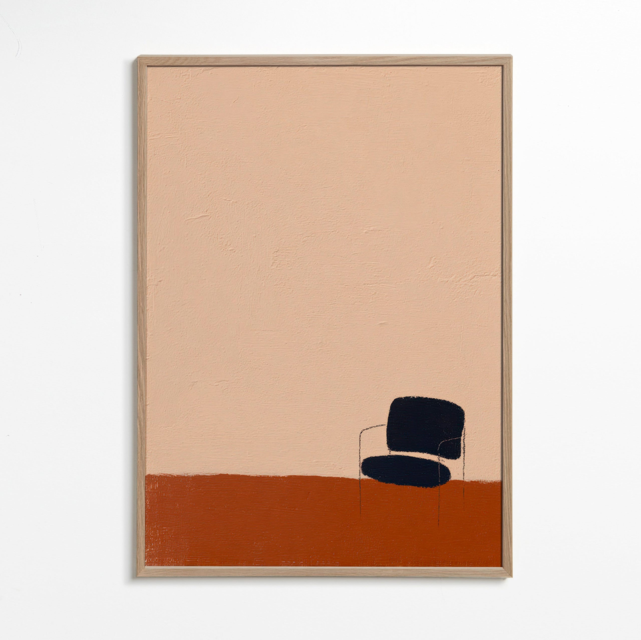 Quadro minimalista com cadeira e chão ocre