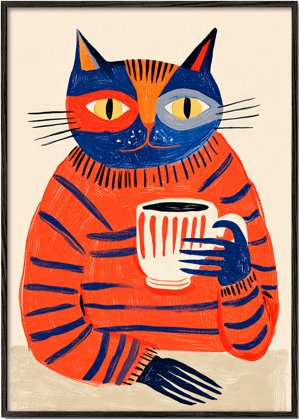 Arte para cozinha: gato com café