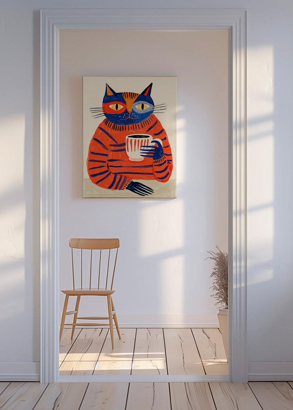 Arte para cozinha: gato com café