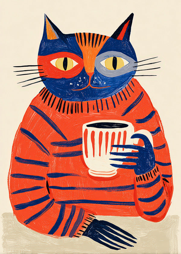 Arte para cozinha: gato com café