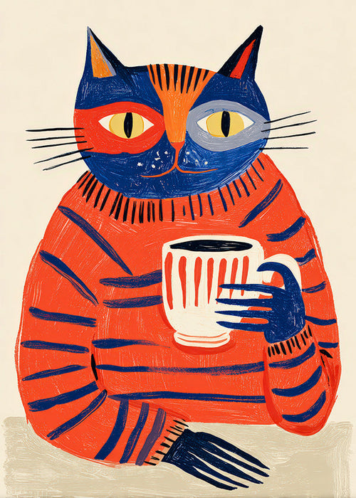 Arte para cozinha: gato com café