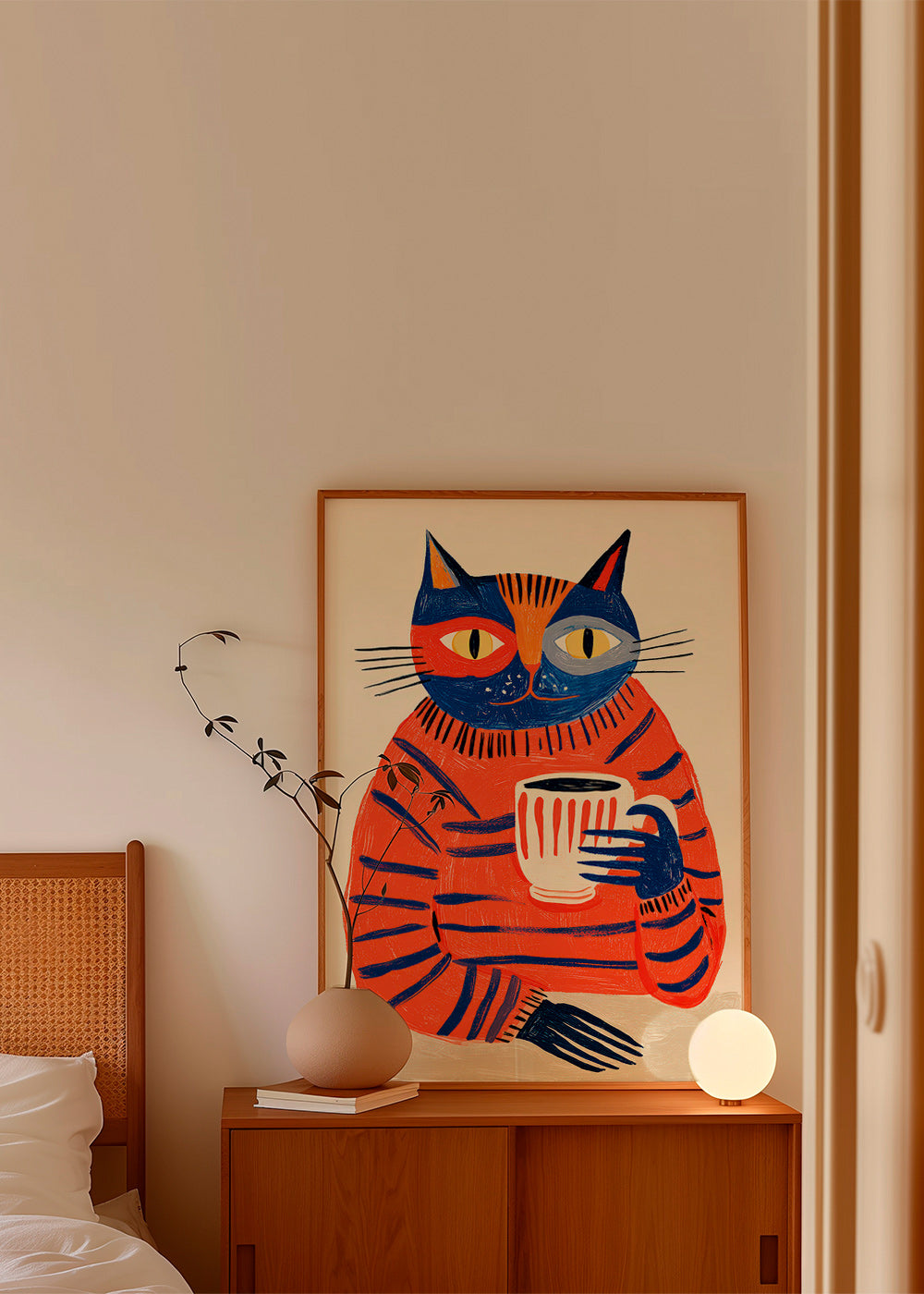 Arte para cozinha: gato com café