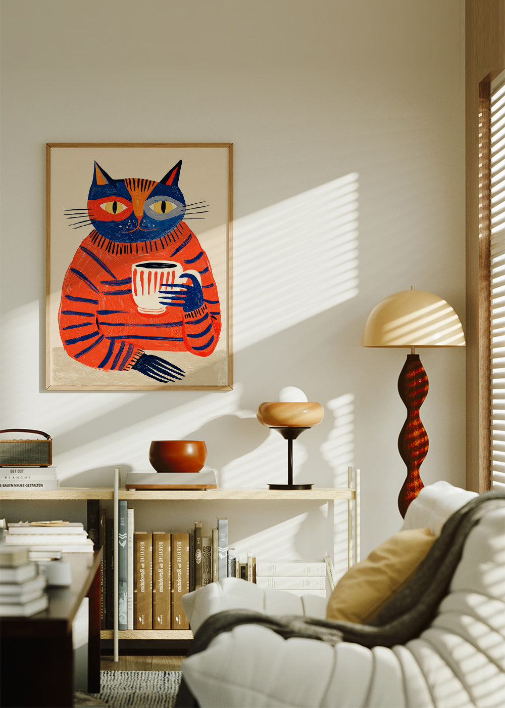 Arte para cozinha: gato com café