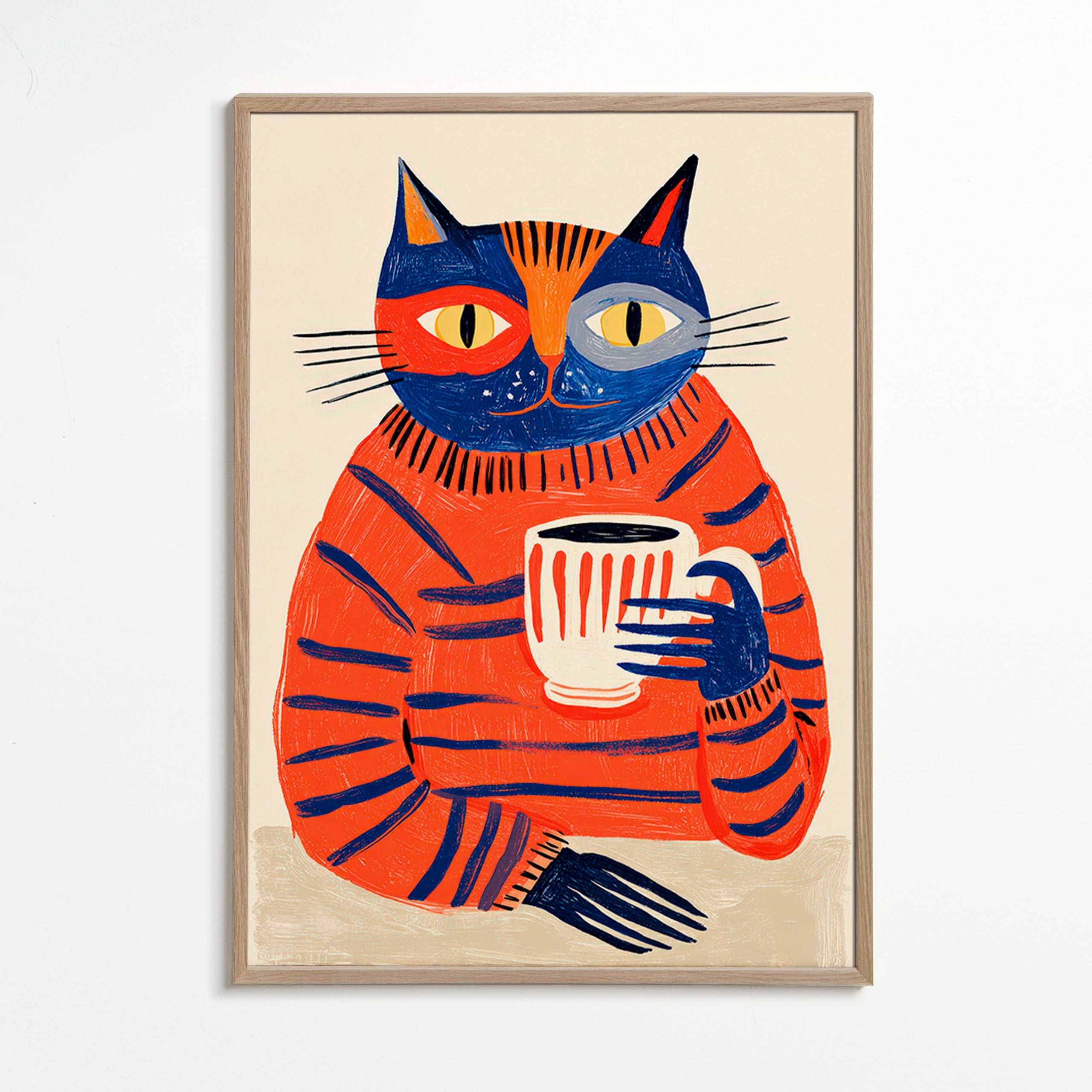Arte para cozinha: gato com café