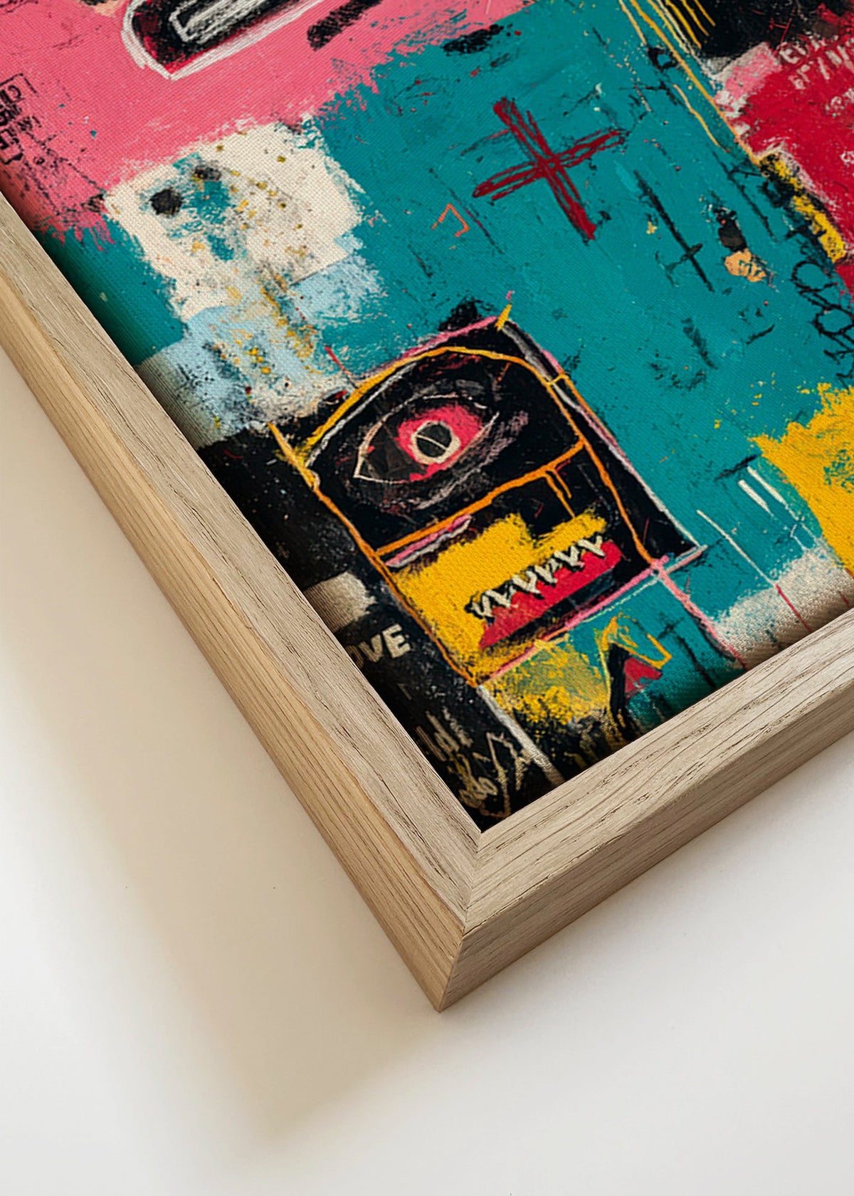 Quadro abstrato com coroa e blocos de cor