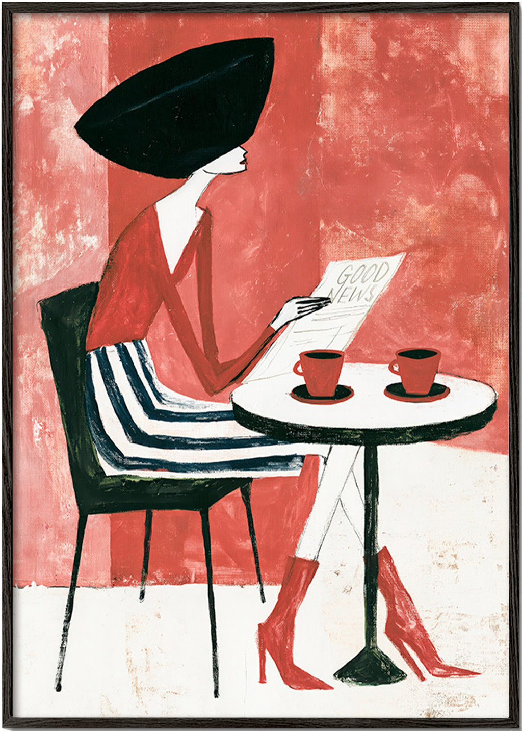 Arte para cozinha mulher com café