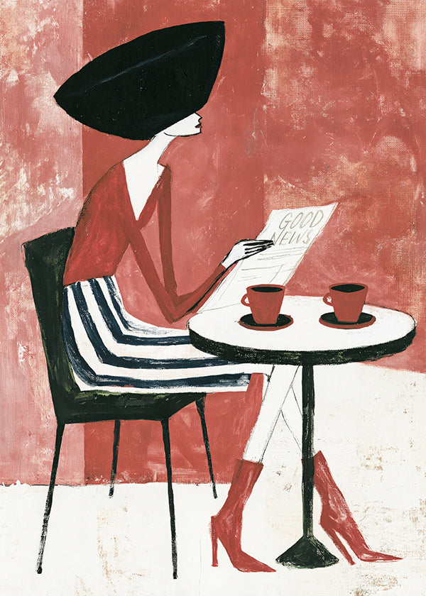 Arte para cozinha mulher com café