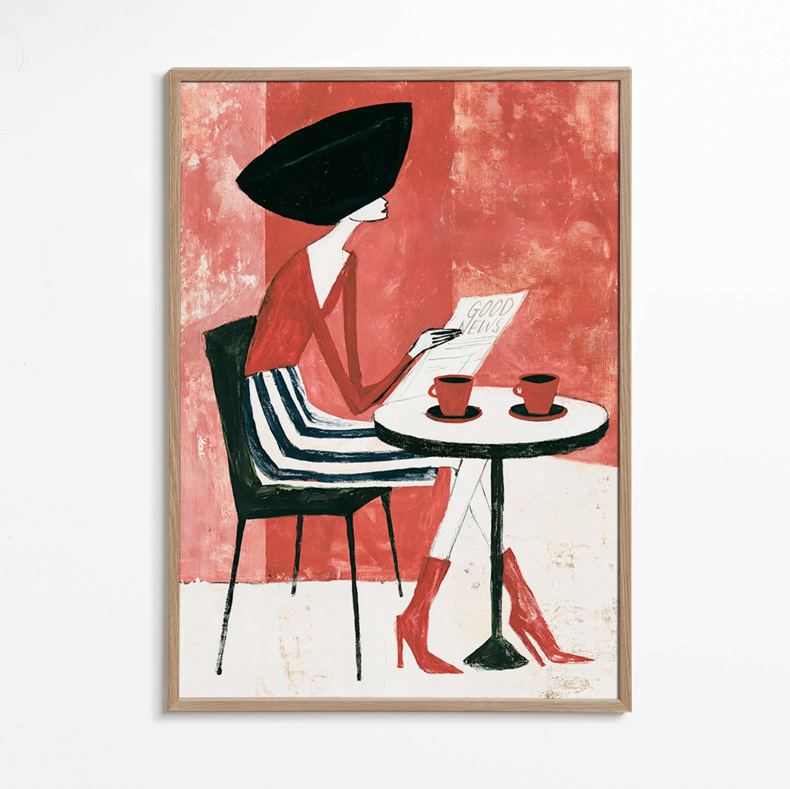 Arte para cozinha mulher com café