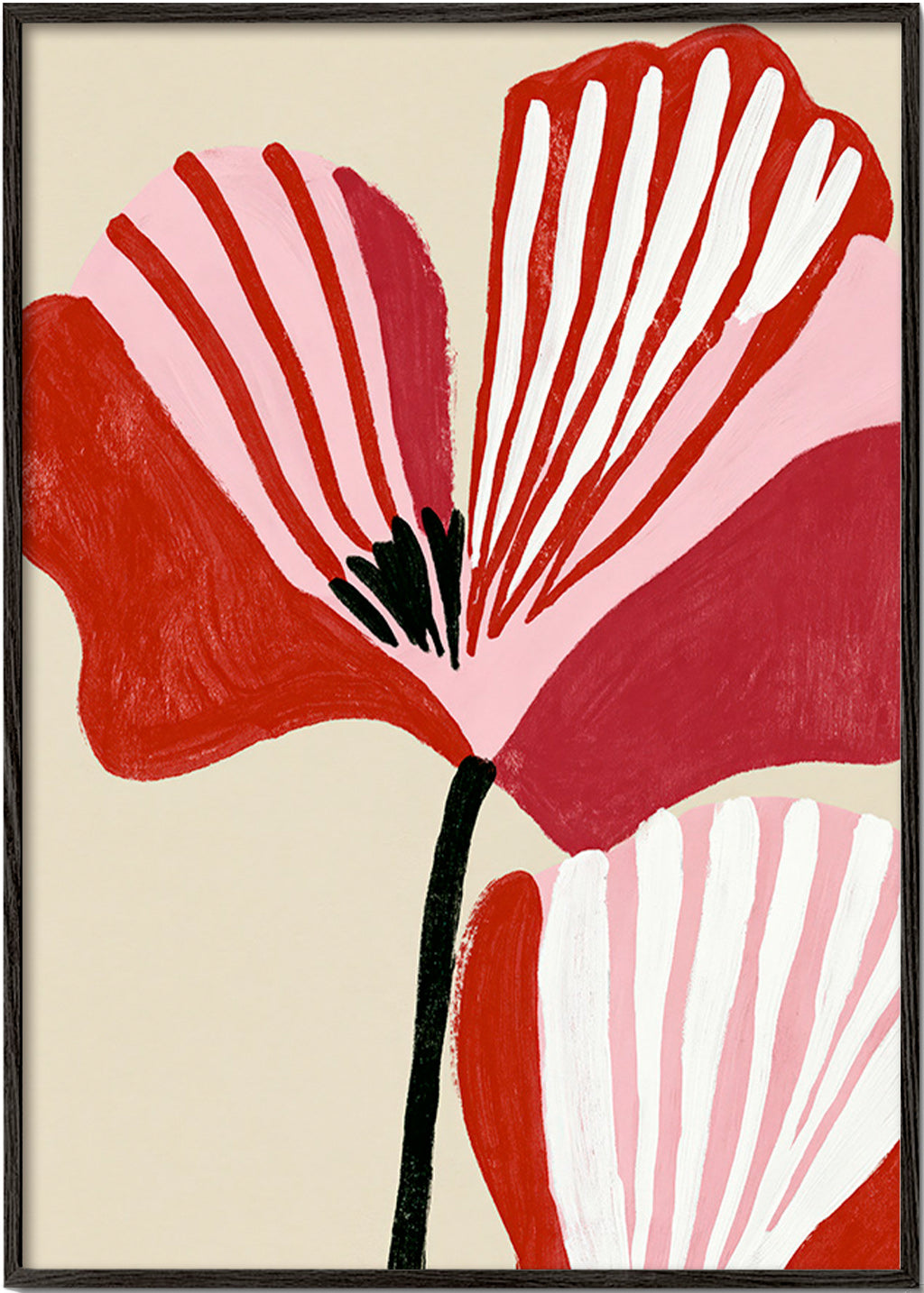 Estampa botânica Twin Petals rosa e vermelho