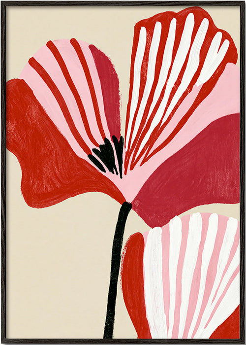 Estampa botânica Twin Petals rosa e vermelho