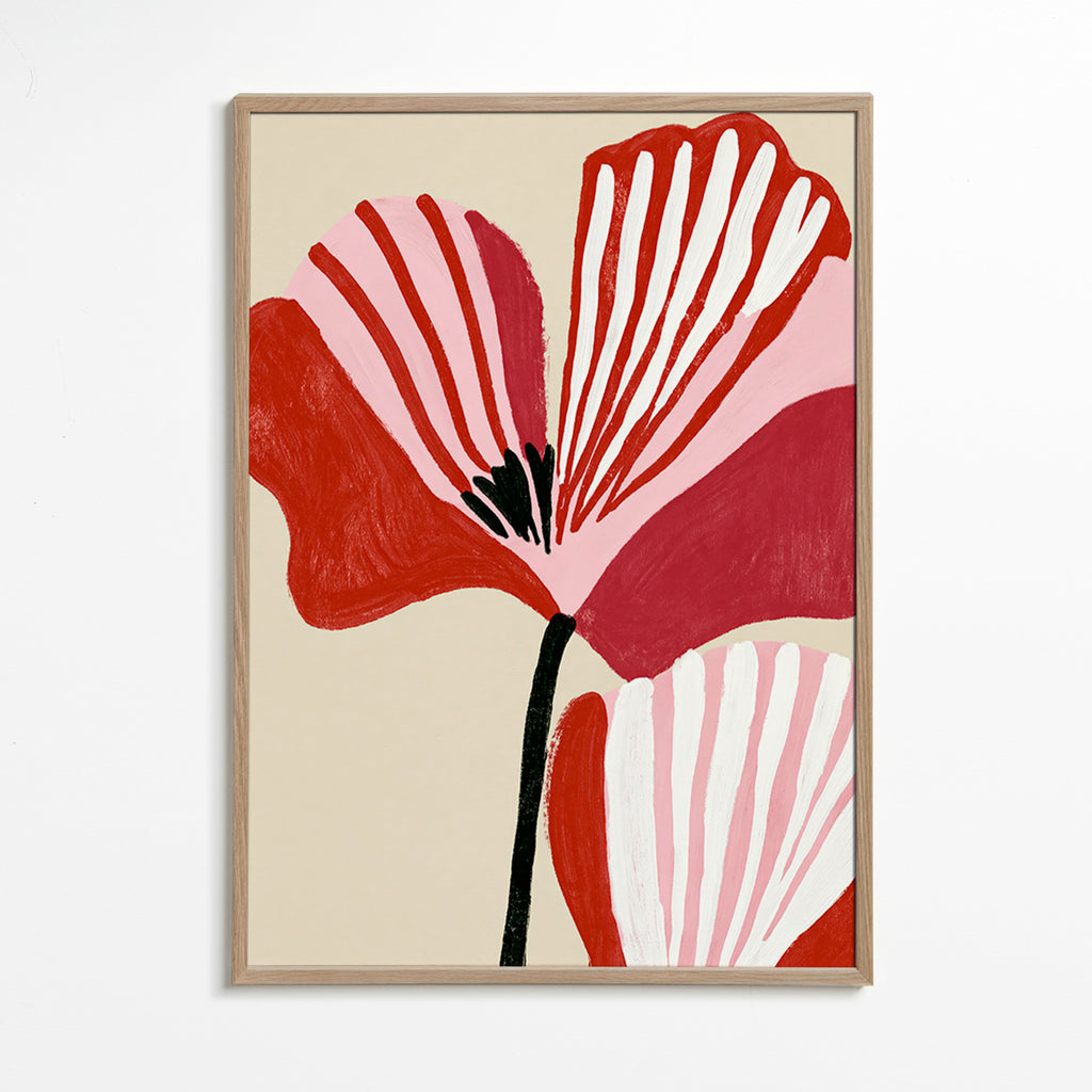 Estampa botânica Twin Petals rosa e vermelho