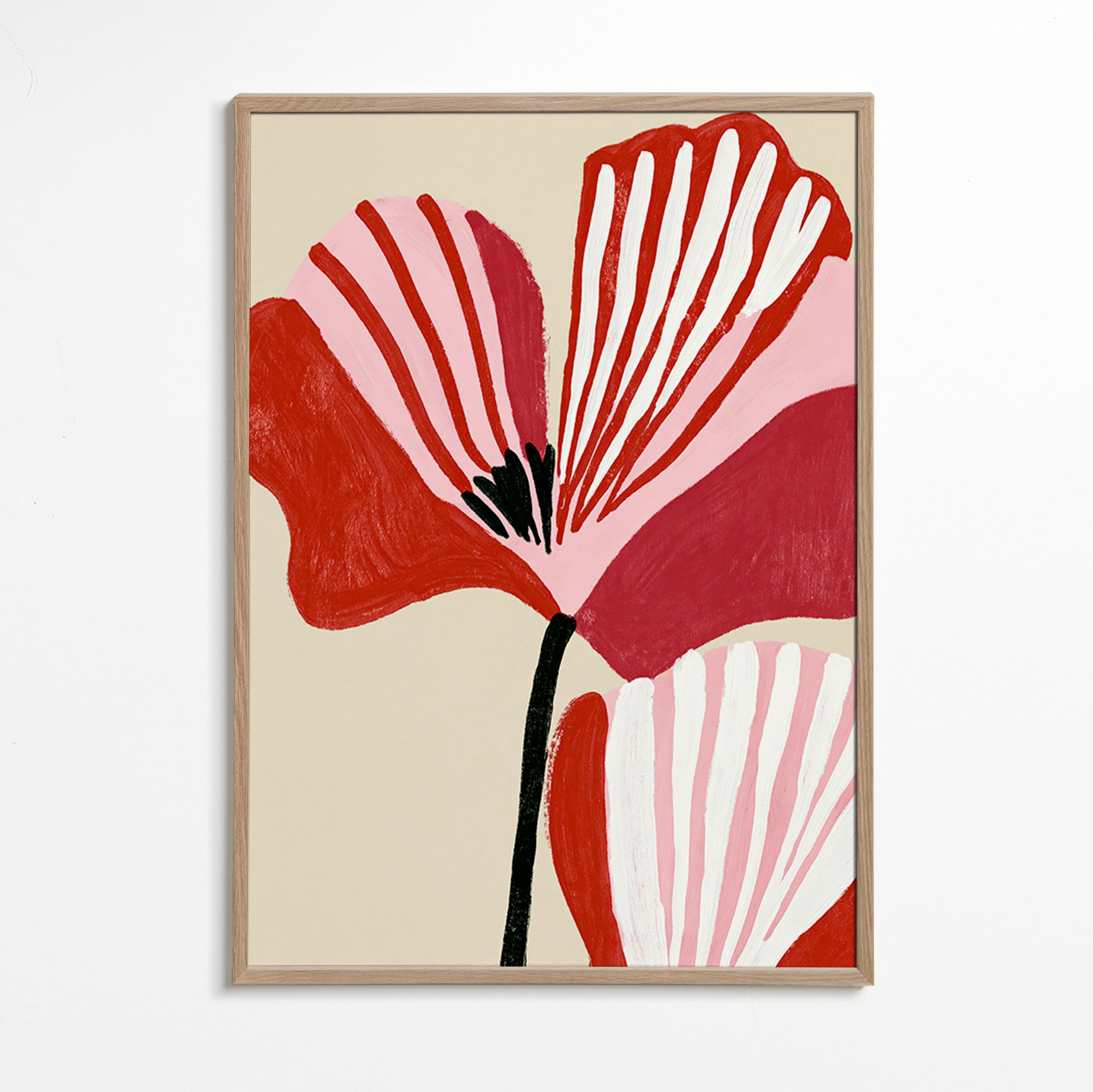 Estampa botânica Twin Petals rosa e vermelho