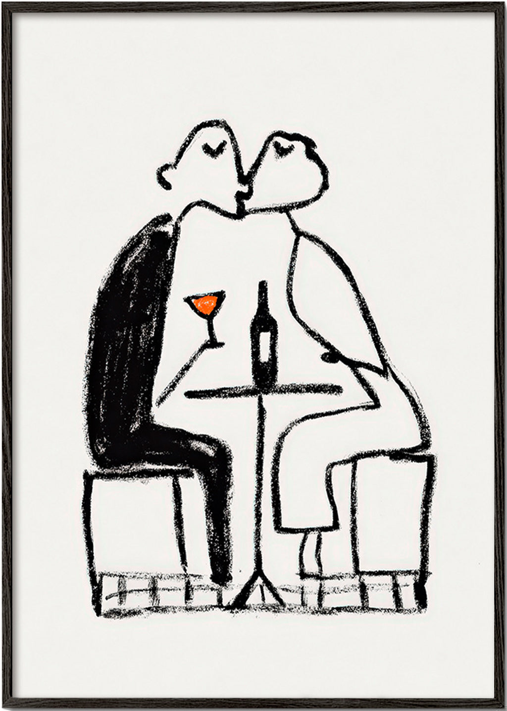 Arte para cozinha: casal com vinho