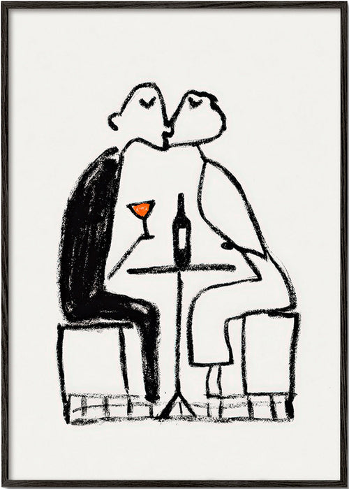 Arte para cozinha: casal com vinho