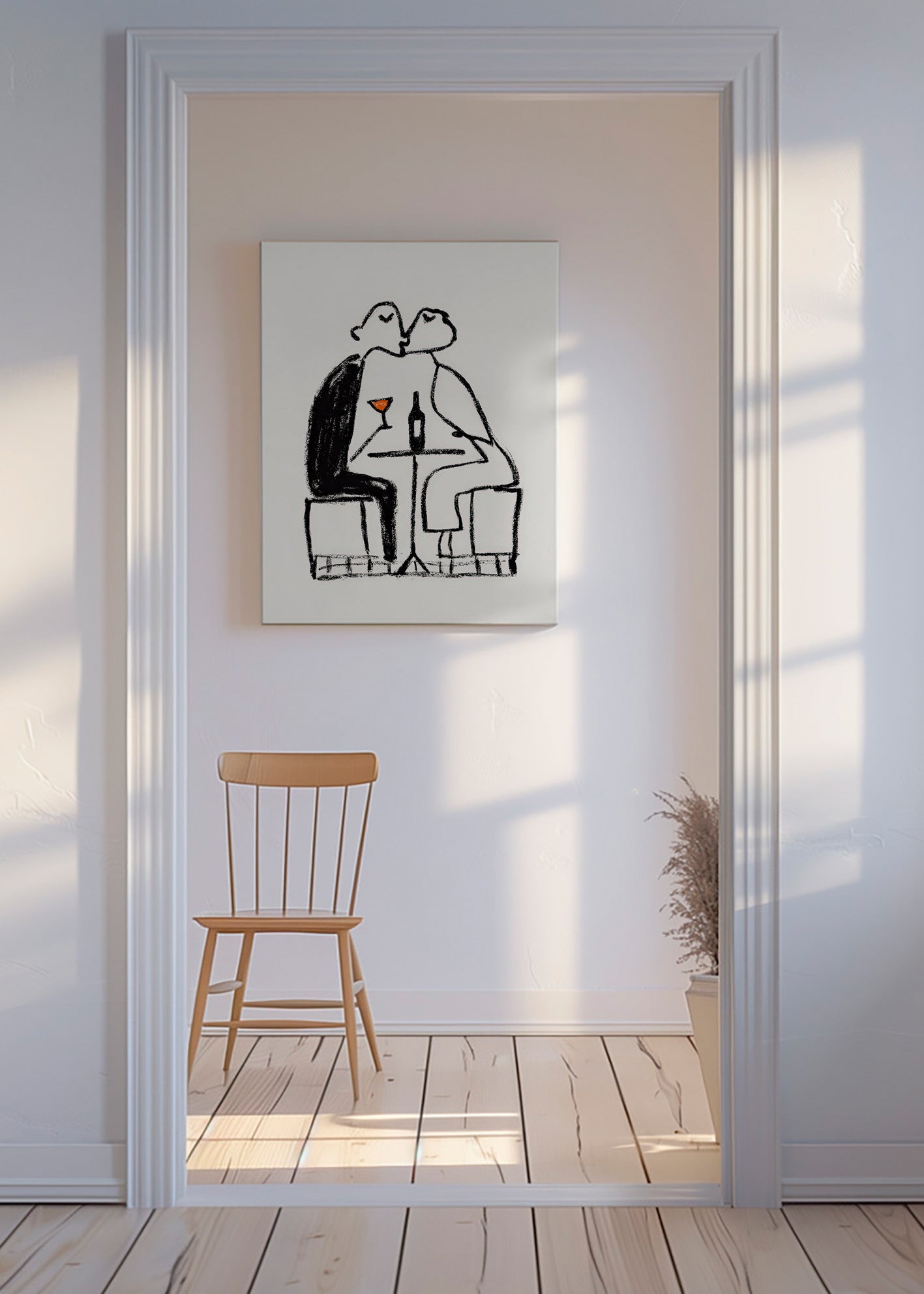 Arte para cozinha: casal com vinho