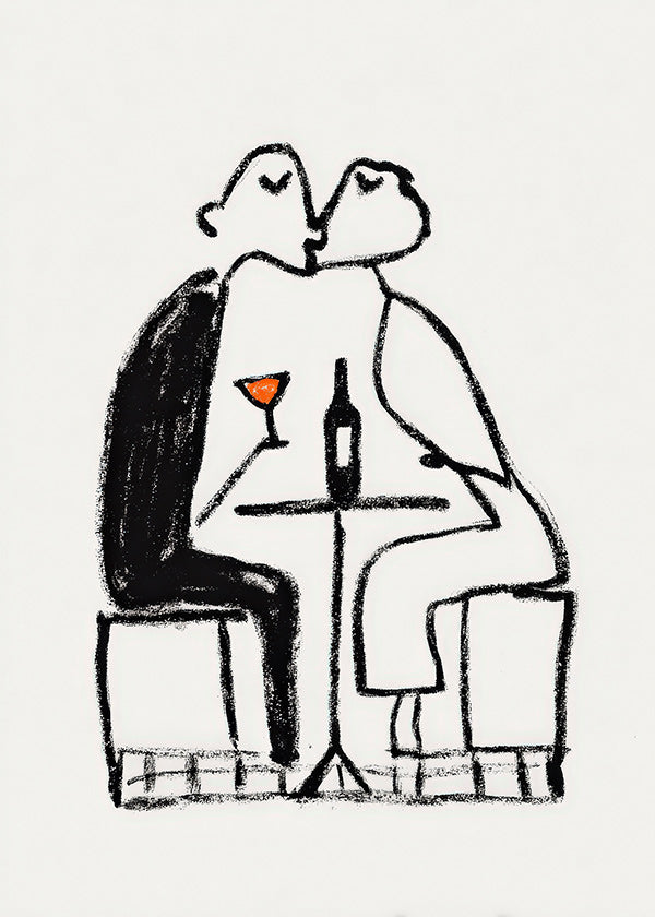 Arte para cozinha: casal com vinho
