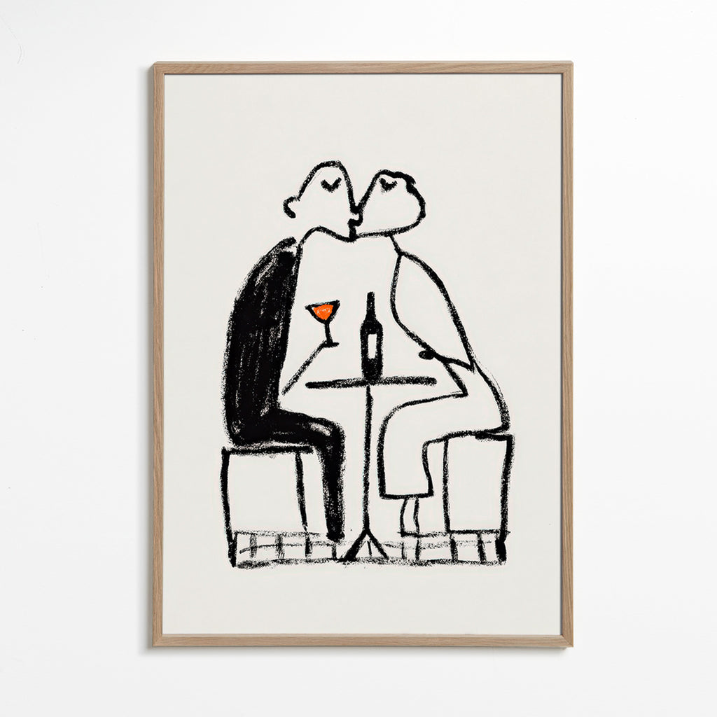 Arte para cozinha: casal com vinho