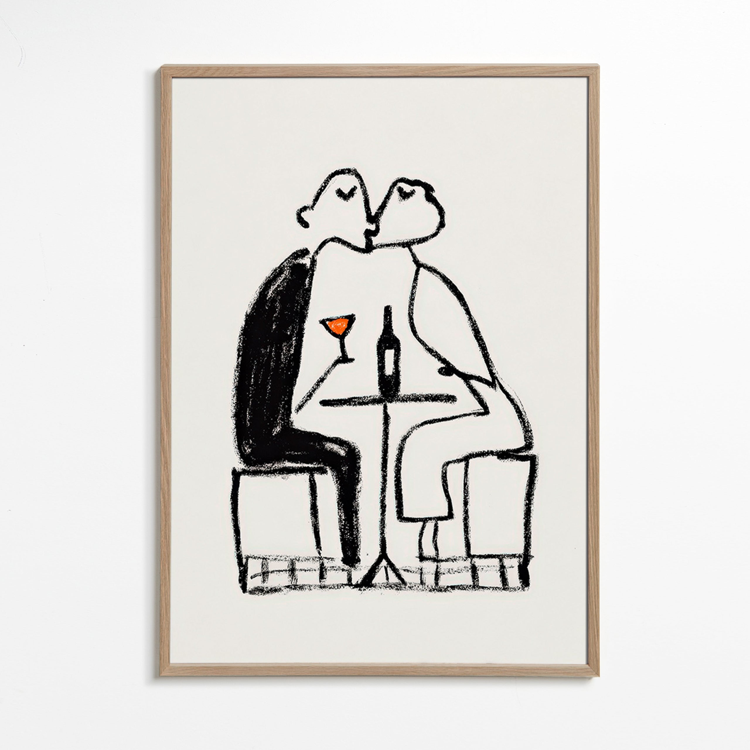 Arte para cozinha: casal com vinho