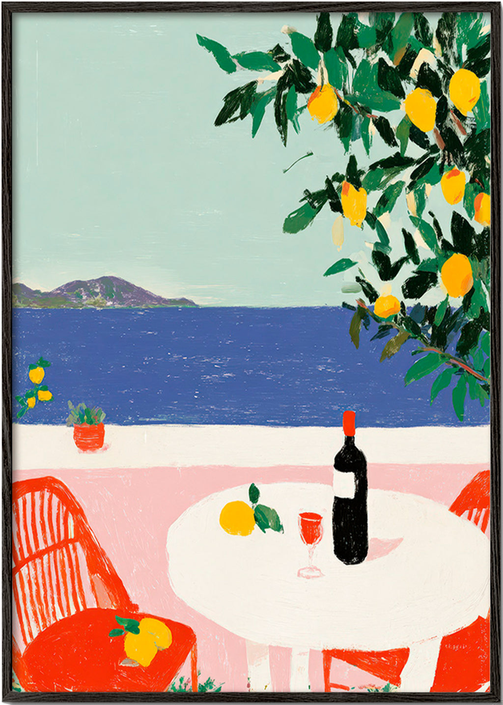 Arte para cozinha mesa mediterrânea com limões