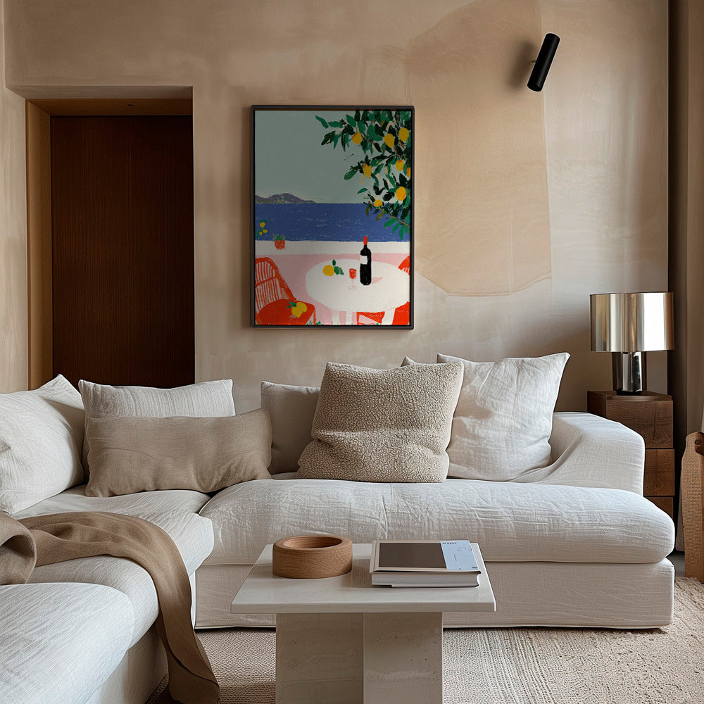 Arte para cozinha mesa mediterrânea com limões
