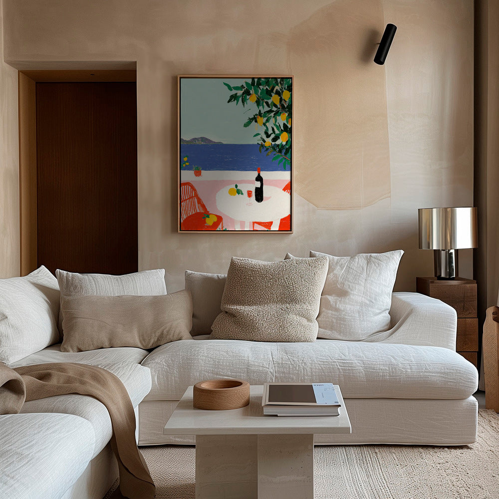 Arte para cozinha mesa mediterrânea com limões
