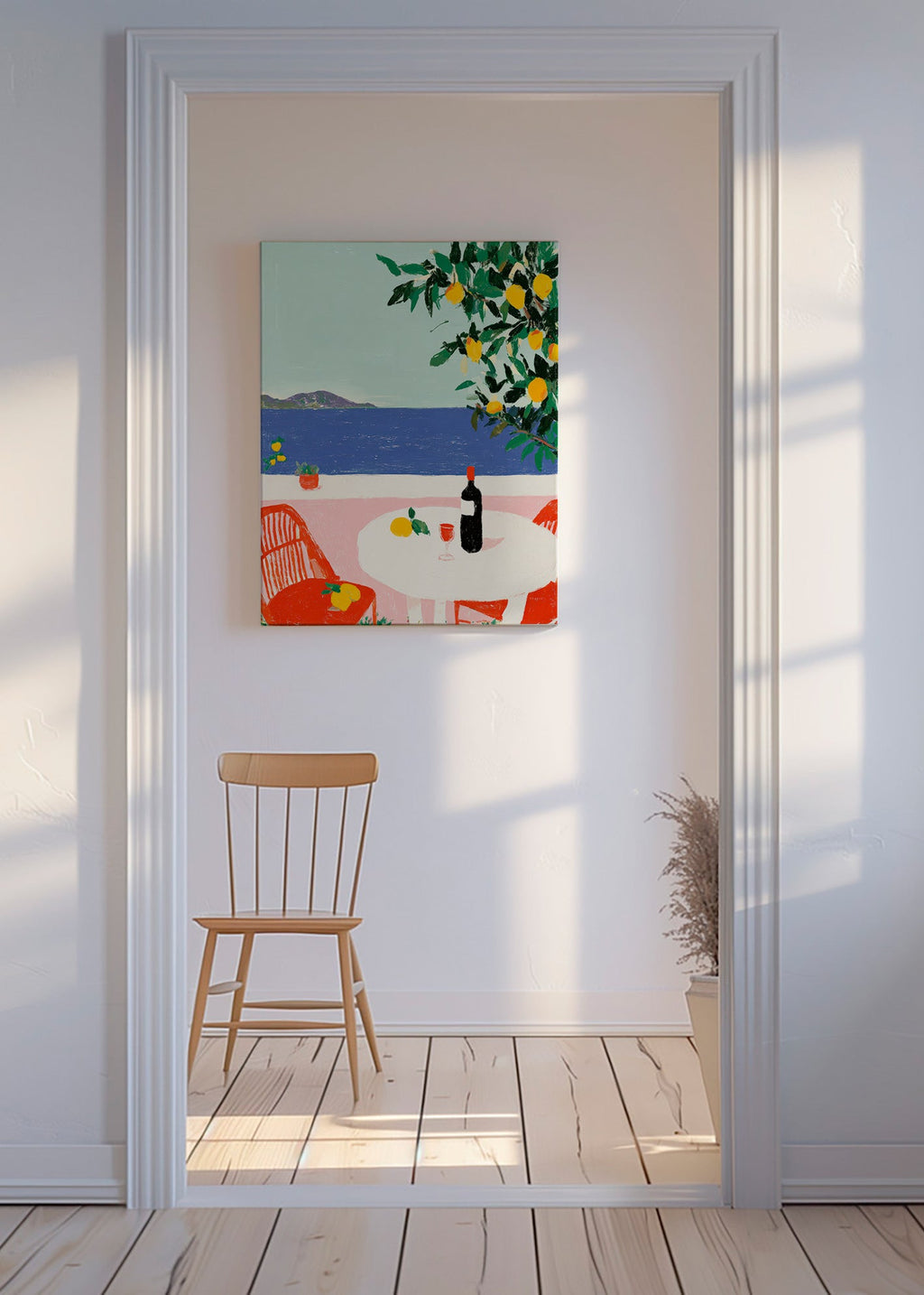 Arte para cozinha mesa mediterrânea com limões
