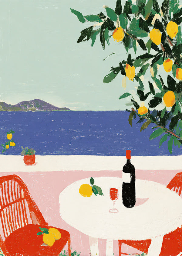 Arte para cozinha mesa mediterrânea com limões