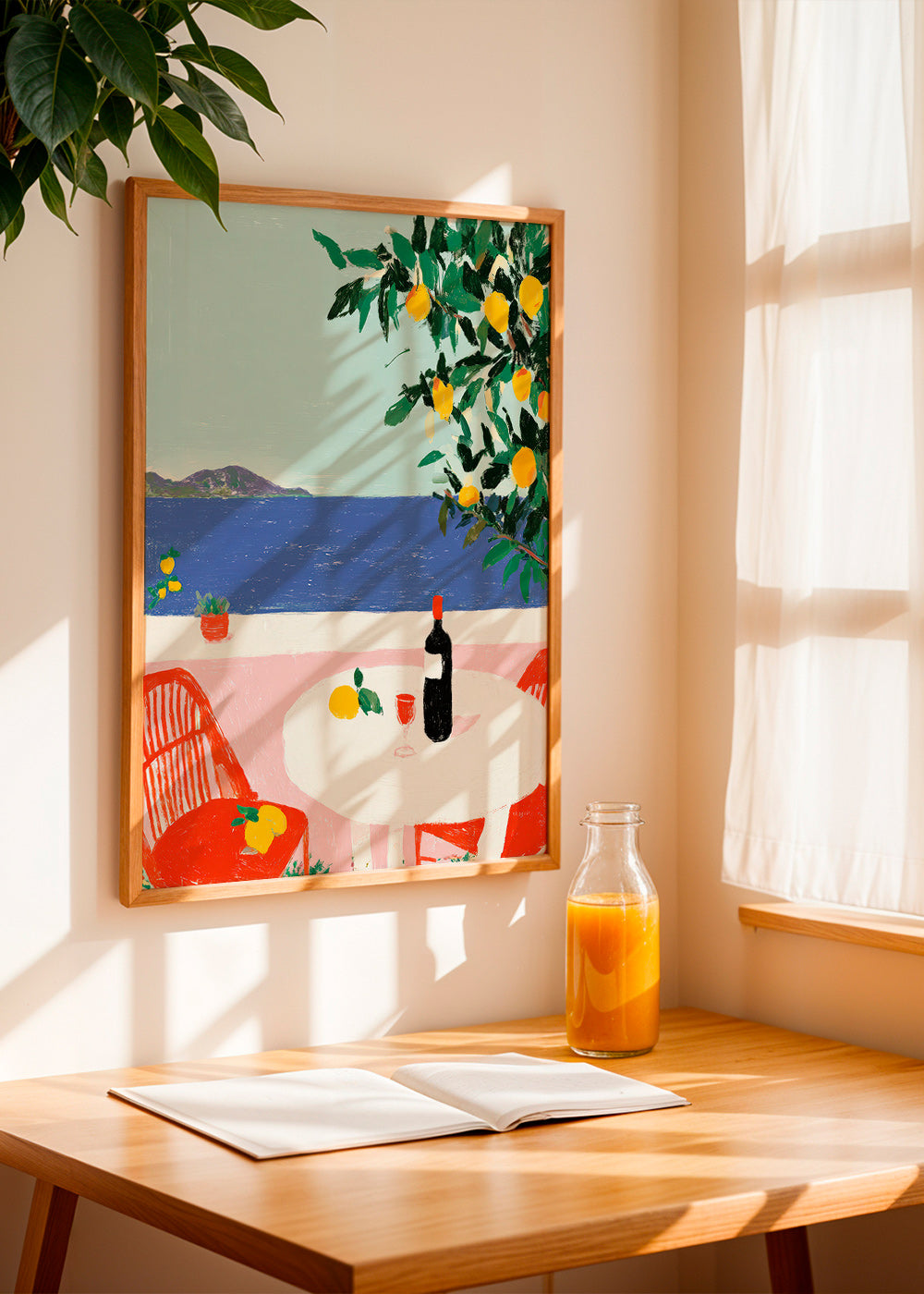 Arte para cozinha mesa mediterrânea com limões