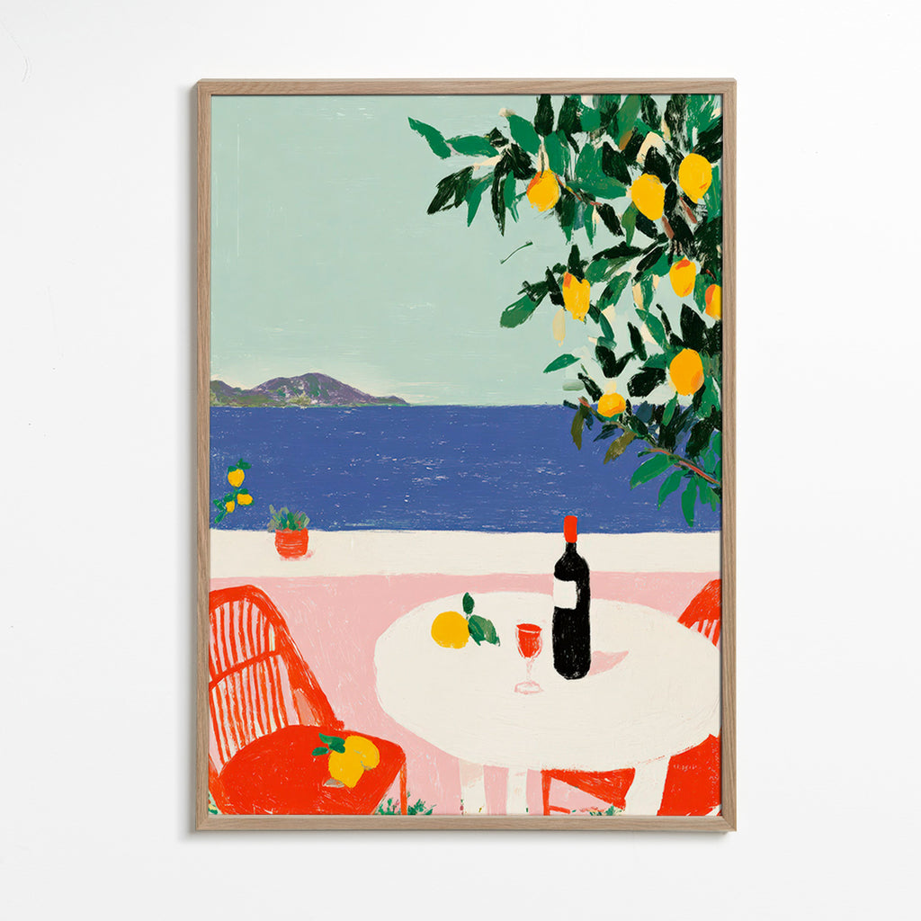 Arte para cozinha mesa mediterrânea com limões
