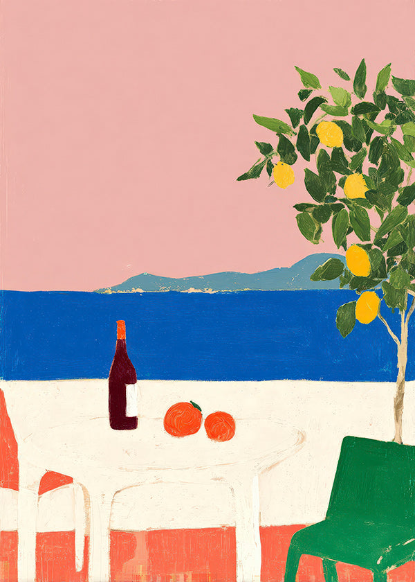 Arte para cozinha Riviera rosa com limoeiro
