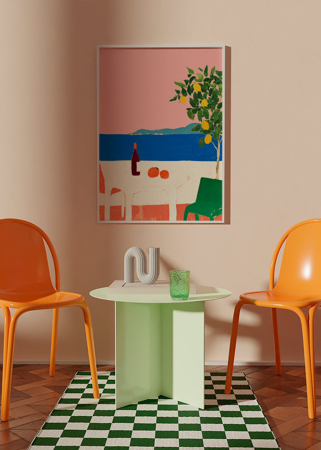 Arte para cozinha Riviera rosa com limoeiro